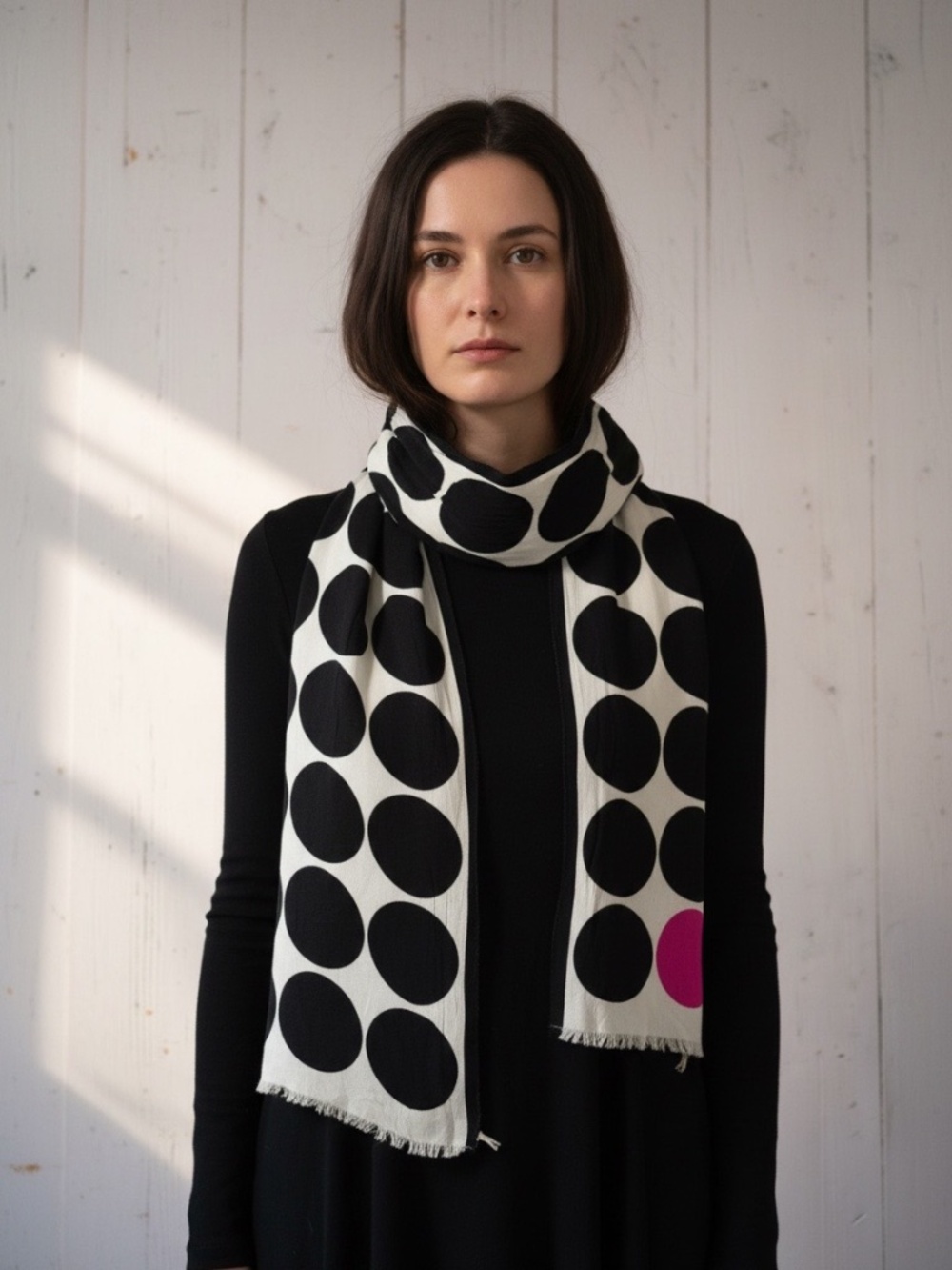Kate Spade polka-dotted fringed scarf